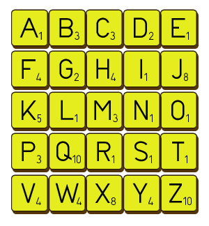 ABCDE
 FGHIJ
 KLMNO
 PQRST
 VWXYZ